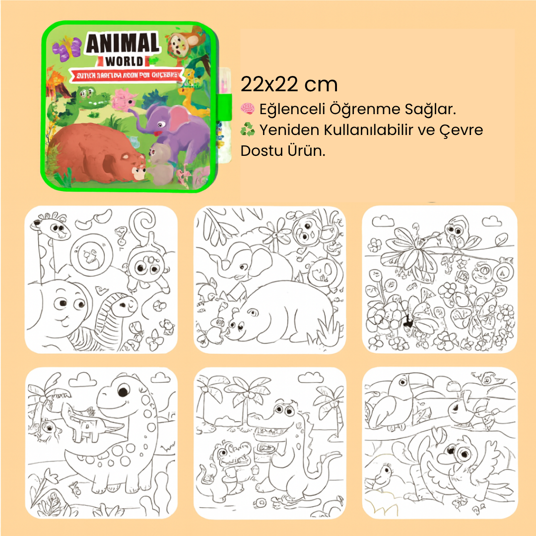 Animal World Sihirli Su Boyama Kitapları