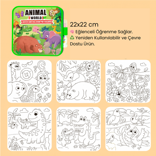 Animal World Sihirli Su Boyama Kitapları